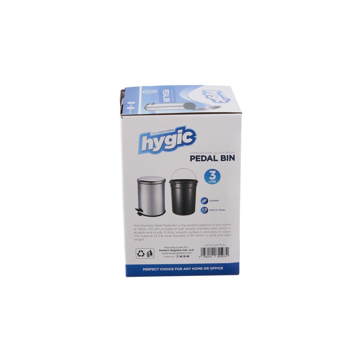 Hygic Stainless Steel Pedal Bin | Dust Bin - hotpackwebstore.com - Pedal Bin