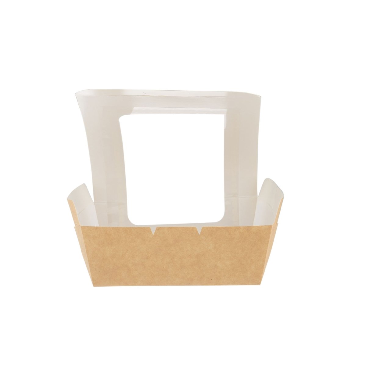 Kraft box with wider window 13x13 cm 250 Pieces - hotpackwebstore.com - Salad Boxes