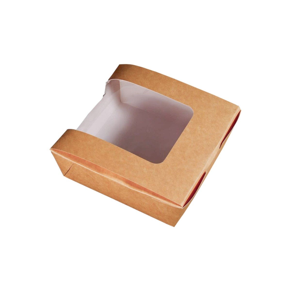 Kraft box with wider window 13x13 cm 250 Pieces - hotpackwebstore.com - Salad Boxes