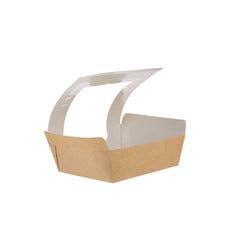 Kraft box with wider window 13x13 cm 250 Pieces - hotpackwebstore.com - Salad Boxes