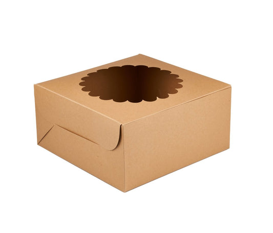 Kraft Cake Box Round With Window 100 Pieces - hotpackwebstore.com - Cake Boxes