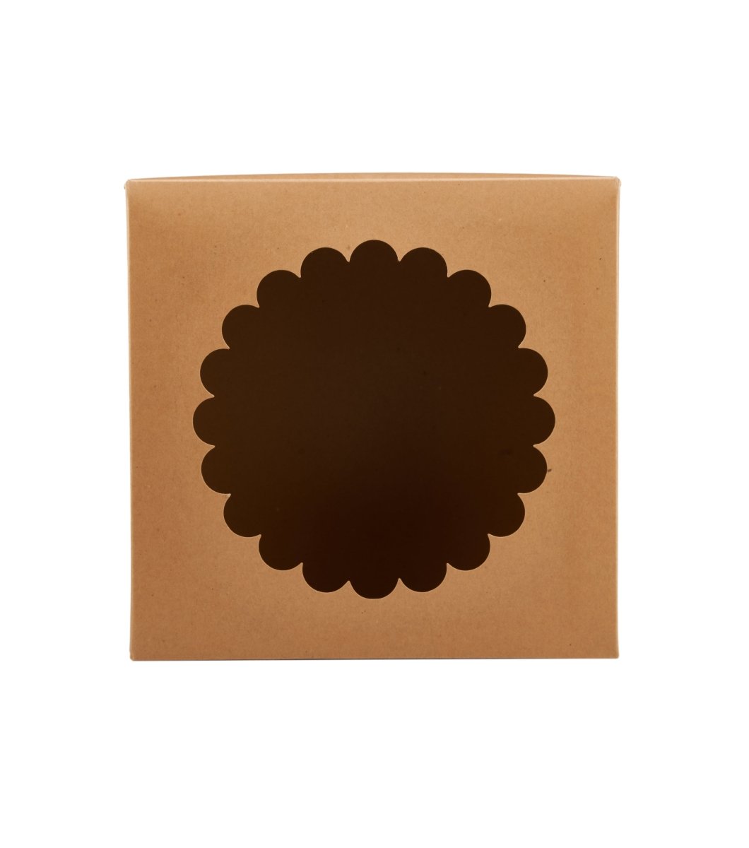 Kraft Cake Box Round With Window 100 Pieces - hotpackwebstore.com - Cake Boxes