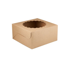 Kraft Cake Box Round With Window 100 Pieces - hotpackwebstore.com - Cake Boxes