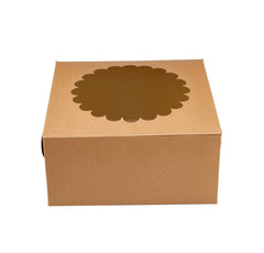 Kraft Cake Box Round With Window 100 Pieces - hotpackwebstore.com - Cake Boxes