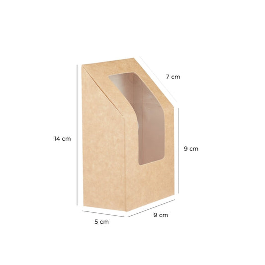 Kraft Half Wrap Box with Window - hotpackwebstore.com - Sandwich Boxes