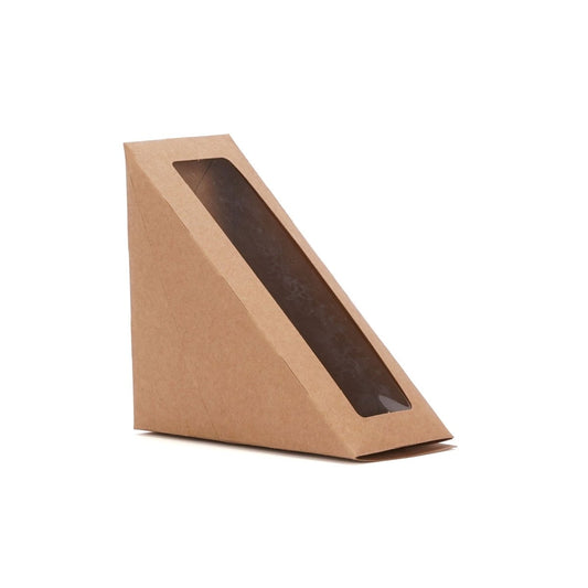 Kraft Sandwich Wedge Box with Window - hotpackwebstore.com - Sandwich Boxes