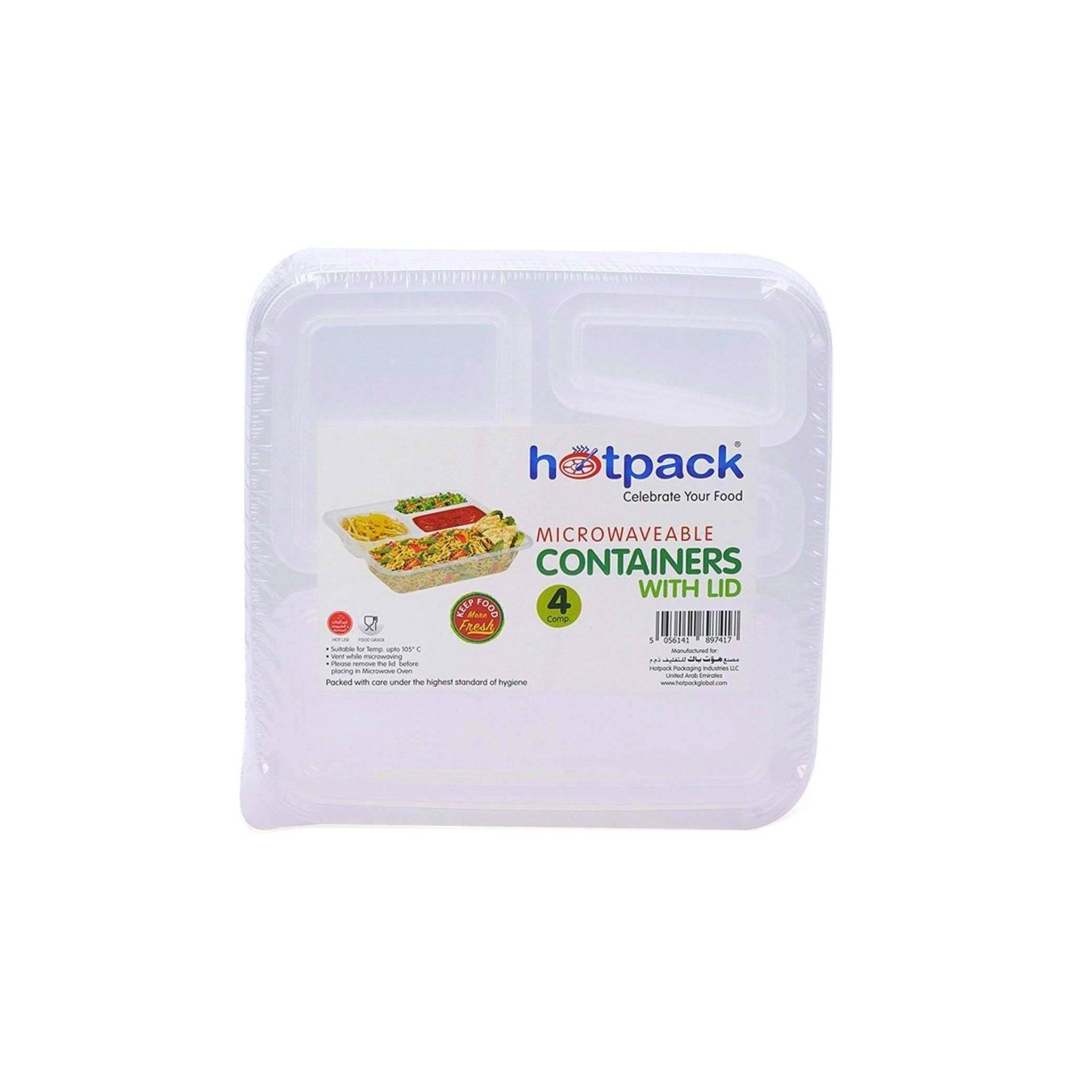 Microwave 4 Compartment Container With Lid - hotpackwebstore.com - Microwavable Containers