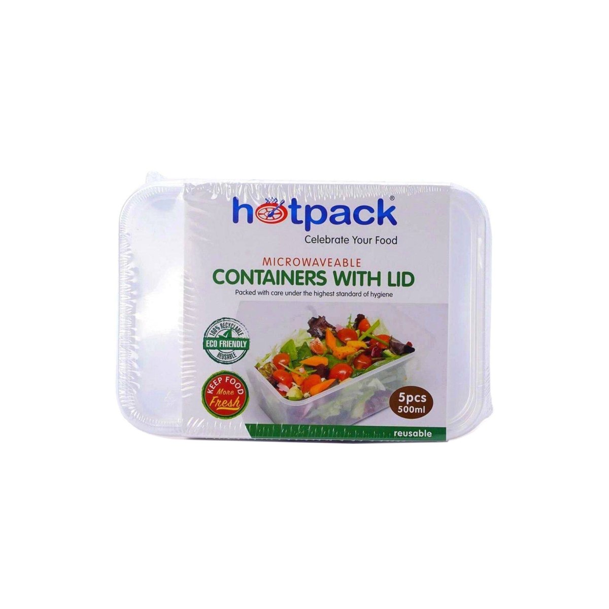Microwave Food Container 500 ml With Lid 5 Pieces - hotpackwebstore.com - Microwavable Containers