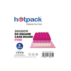 Pink Square Cake Board 5 Pieces - hotpackwebstore.com - Baking & Decoration