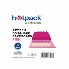 Pink Square Cake Board 5 Pieces - hotpackwebstore.com - Baking & Decoration