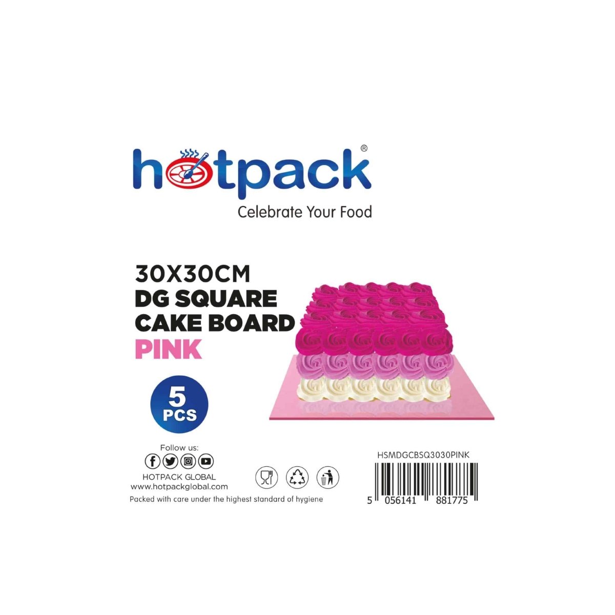 Pink Square Cake Board 5 Pieces - hotpackwebstore.com - Baking & Decoration