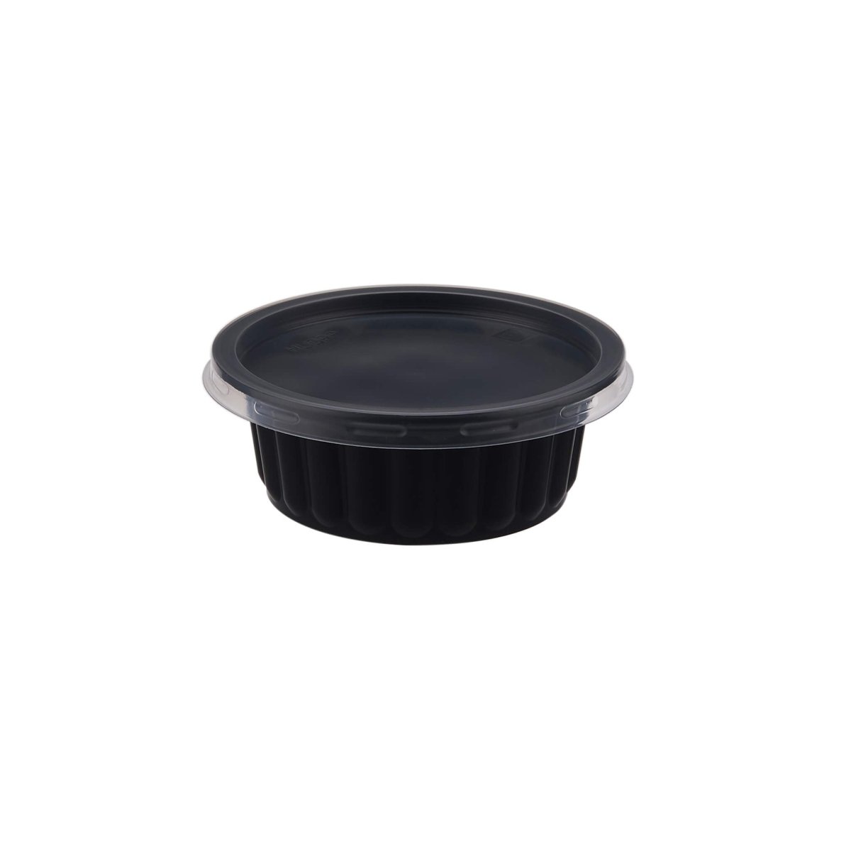 Plastic Ribbed Round Black Container - hotpackwebstore.com - Microwavable Containers