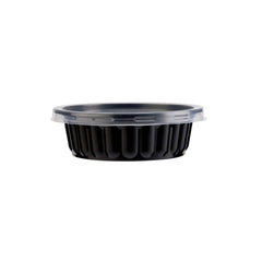 Plastic Ribbed Round Black Container - hotpackwebstore.com - Microwavable Containers