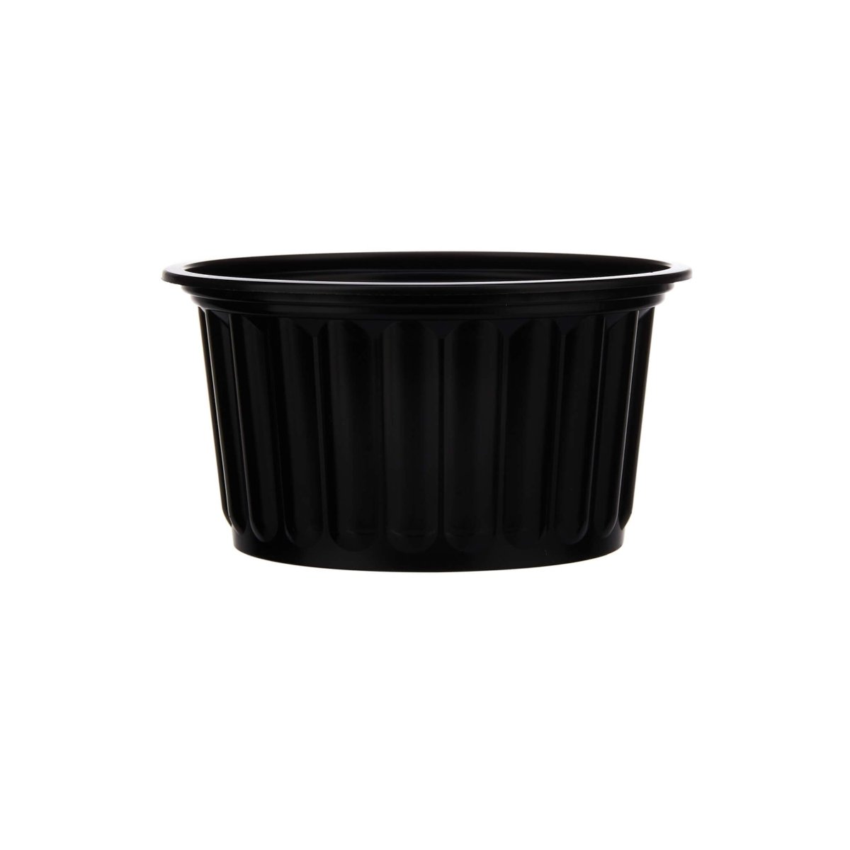 Plastic Ribbed Round Black Container - hotpackwebstore.com - Microwavable Containers