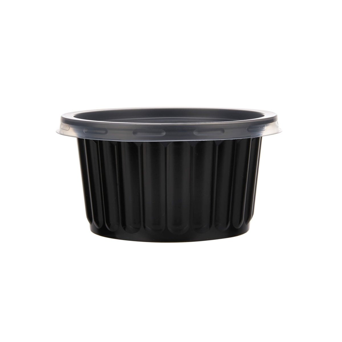 Plastic Ribbed Round Black Container - hotpackwebstore.com - Microwavable Containers