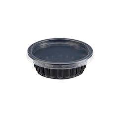 Plastic Ribbed Round Black Container - hotpackwebstore.com - Microwavable Containers