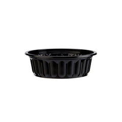 Plastic Ribbed Round Black Container - hotpackwebstore.com - Microwavable Containers