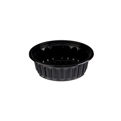 Plastic Ribbed Round Black Container - hotpackwebstore.com - Microwavable Containers