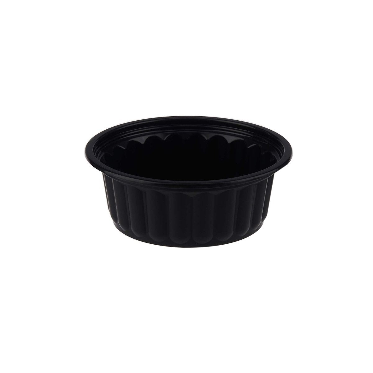 Plastic Ribbed Round Black Container - hotpackwebstore.com - Microwavable Containers