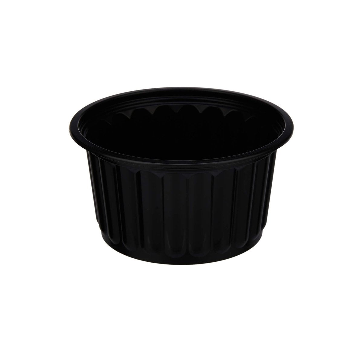 Plastic Ribbed Round Black Container - hotpackwebstore.com - Microwavable Containers