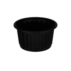 Plastic Ribbed Round Black Container - hotpackwebstore.com - Microwavable Containers