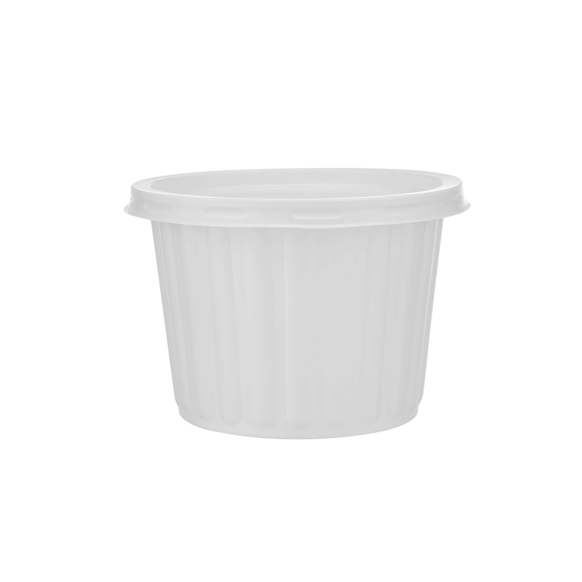 Plastic Ribbed Round Container White - hotpackwebstore.com - Microwavable Containers