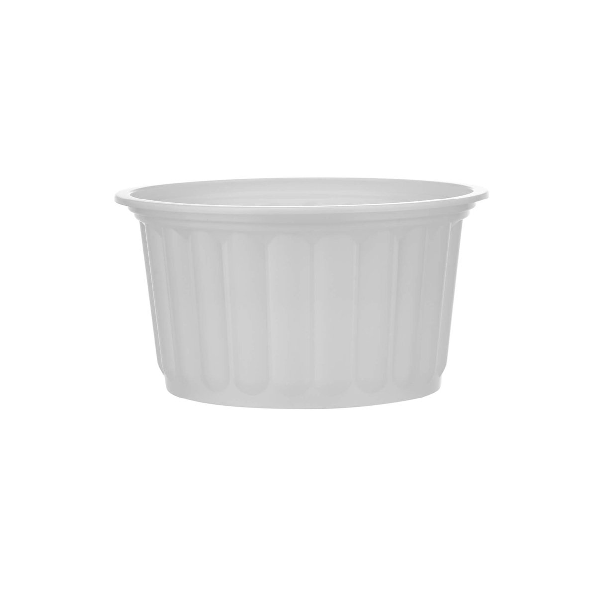 Plastic Ribbed Round Container White - hotpackwebstore.com - Microwavable Containers