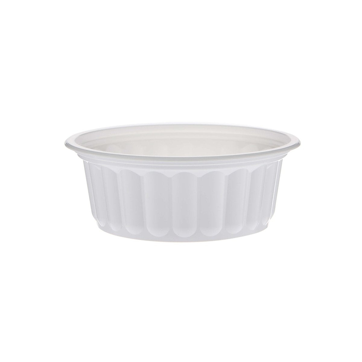 Plastic Ribbed Round Container White - hotpackwebstore.com - Microwavable Containers