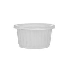 Plastic Ribbed Round Container White - hotpackwebstore.com - Microwavable Containers