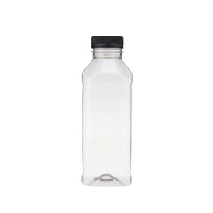 Plastic Square Bottle with Black Cap - hotpackwebstore.com - Plastic Bottles