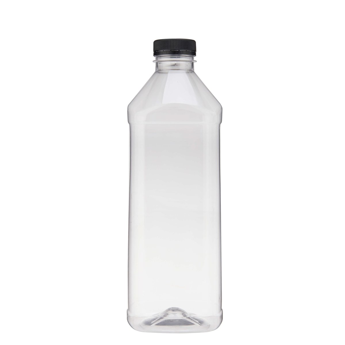 Plastic Square Bottle with Black Cap - hotpackwebstore.com - Plastic Bottles