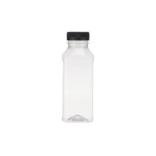 Plastic Square Bottle with Black Cap - hotpackwebstore.com - Plastic Bottles