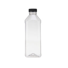 Plastic Square Bottle with Black Cap - hotpackwebstore.com - Plastic Bottles