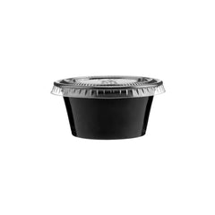 PP Black Base Portion Cup with Lid - hotpackwebstore.com - Portion Cups