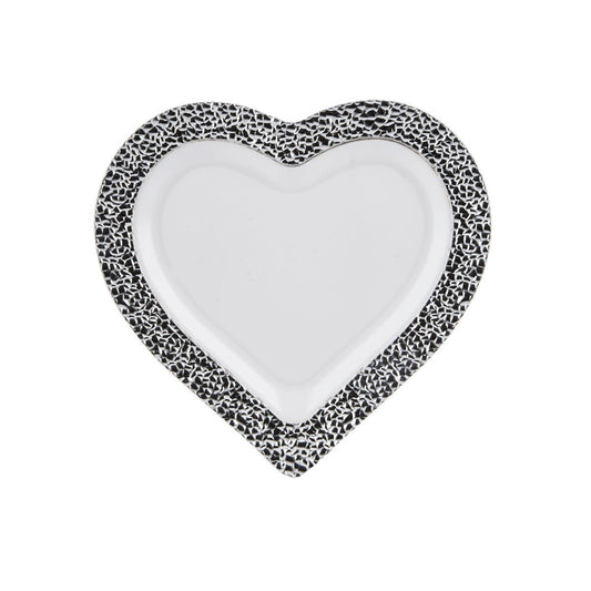 Premium Design Heart Plate with Silver Rim 10 Pieces - hotpackwebstore.com - Premium Plates