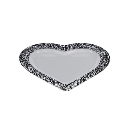 Premium Design Heart Plate with Silver Rim 10 Pieces - hotpackwebstore.com - Premium Plates