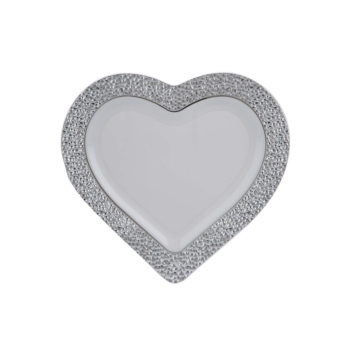 Premium Design Heart Plate with Silver Rim 10 Pieces - hotpackwebstore.com - Premium Plates