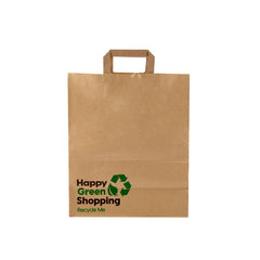 Printed Brown Paper Shopping Bag - hotpackwebstore.com - Flat Handle Paper Bags