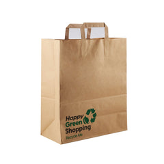 Printed Brown Paper Shopping Bag - hotpackwebstore.com - Flat Handle Paper Bags