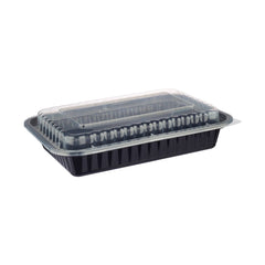 Rectangular Microwaveable Containers with Lid 5 Pieces - hotpackwebstore.com - Black Base Containers