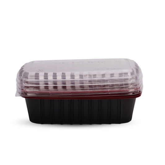 Red & Black 1000 ml PP Container With Lid 5 pieces - hotpackwebstore.com - Red And Black Base Containers