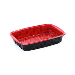 Red & Black Base Container 750 ML with Lids 300 Pieces - hotpackwebstore.com - Red And Black Base Containers