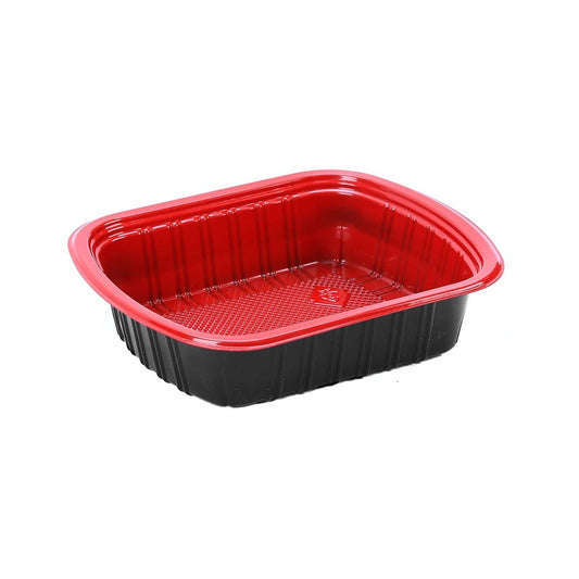 Red & Black Base Container 800 ML with Lids 300 Pieces - hotpackwebstore.com - Red And Black Base Containers