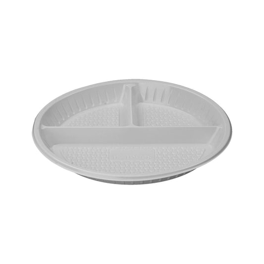 Round Plastic Plate 3 - Compartment 10" 500 Pieces - hotpackwebstore.com - Plastic Plates