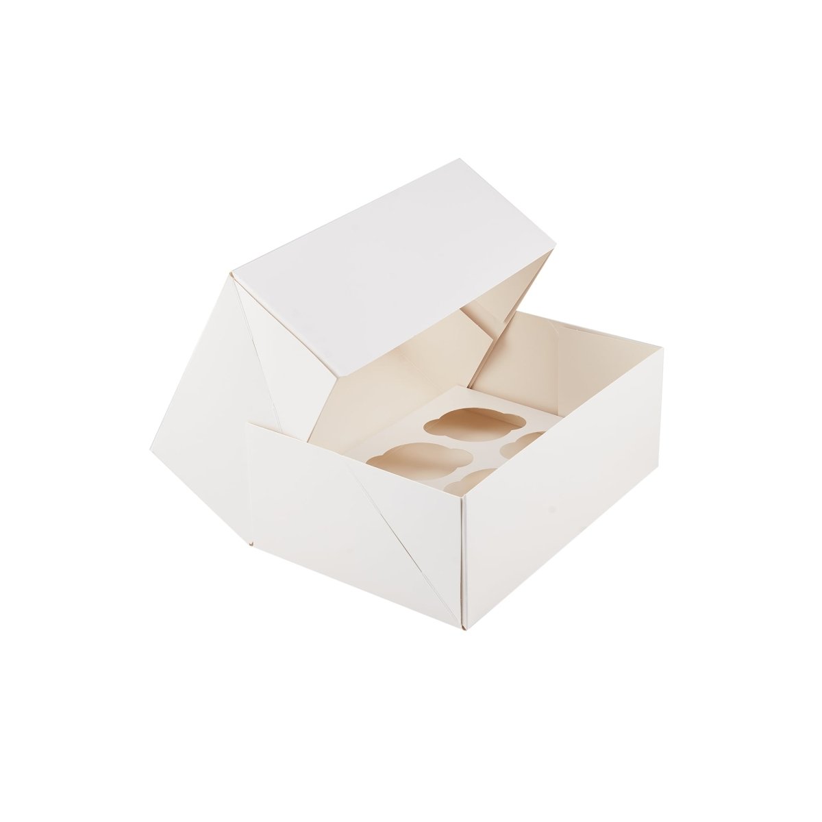 White Cup Cake Box with Inserts - hotpackwebstore.com - Baking & Decoration