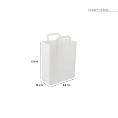 White Flat Handle Paper Bag - hotpackwebstore.com - Flat Handle Paper Bags