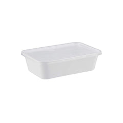 White Rectangle Microwave Container - hotpackwebstore.com - Microwavable Containers