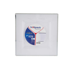 White Square Plate With Silver Rim Design 10 Pieces - hotpackwebstore.com - 