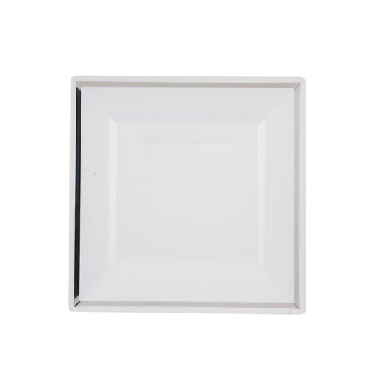 White Square Plate With Silver Rim Design 10 Pieces - hotpackwebstore.com - 