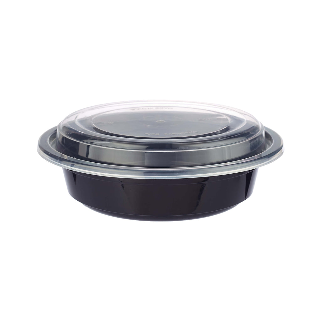 24 OZ ROUND MICROWAVEABLE CONTAINERS COMBO PACK BLACK 150CT — P Plus  Packaging